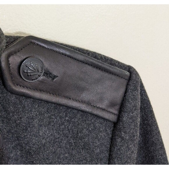 Rag & Bone Women Coat Double Breasted Gray Wool Lamb Leather Preppy Medium - Picture 9 of 12